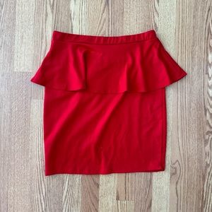 Rainbow Red Peplum Skirt